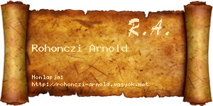 Rohonczi Arnold névjegykártya