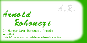 arnold rohonczi business card